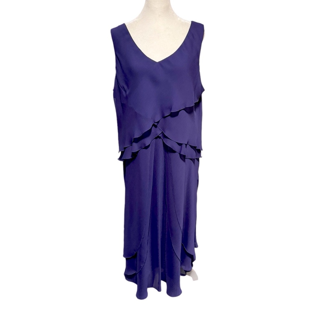 Ursula of Switzerland tiered party dress and jacket in purple. Size 14W EUC